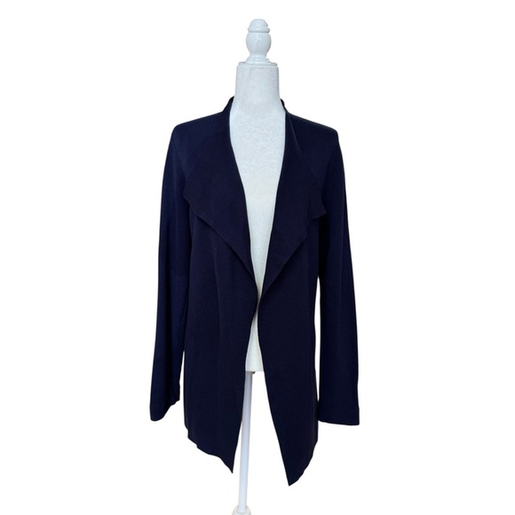 Eileen Fisher Silk Blend Open Front Knit Cardigan Sweater Size M Blue Minimalist - Picture 1 of 8